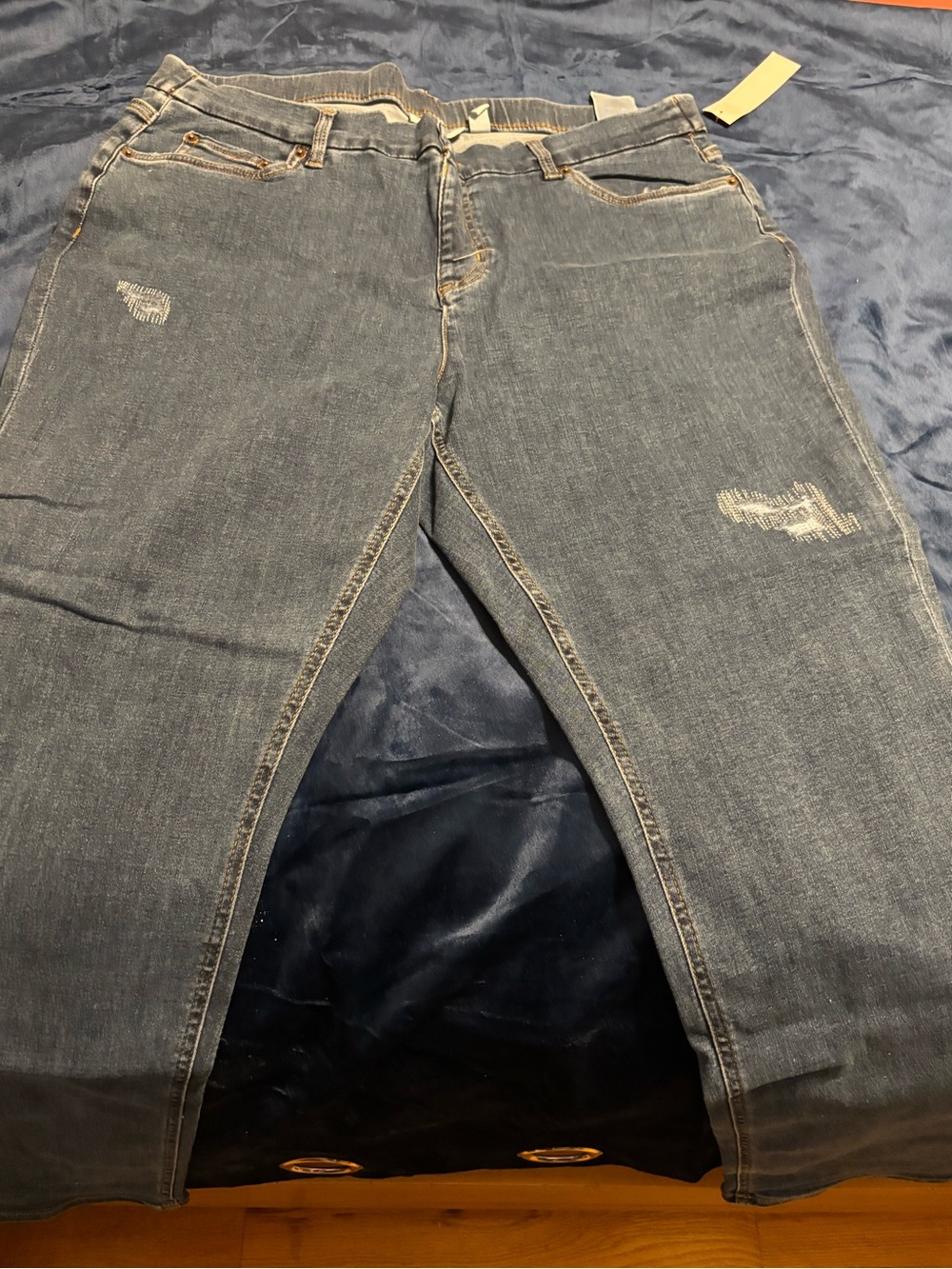 NWT Denim & Co. Women's Plus Size 20W Distressed Pull-On Stretch Jeans Medium Wa